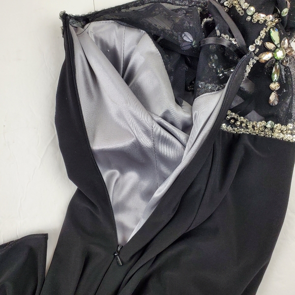 Betsy & Adam black formal embellished gown 2 - Picture 7 of 10